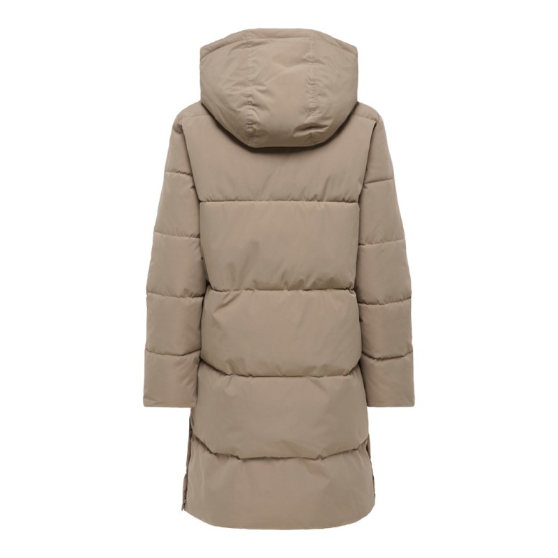 JDY Blair lang puffer jakke - Walnut CONTRAST BLACK