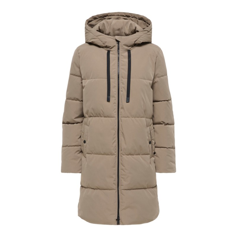 JDY Blair lang puffer jakke - Walnut CONTRAST BLACK