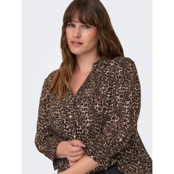 ONLY CARMAKOMA Raya 3/4 skjorte - Silver Mink / Animal