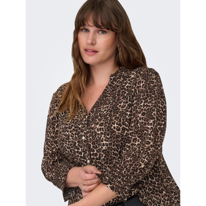 ONLY CARMAKOMA Raya 3/4 skjorte - Silver Mink / Animal