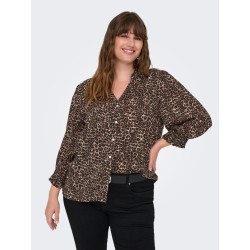 ONLY CARMAKOMA Raya 3/4 skjorte - Silver Mink / Animal