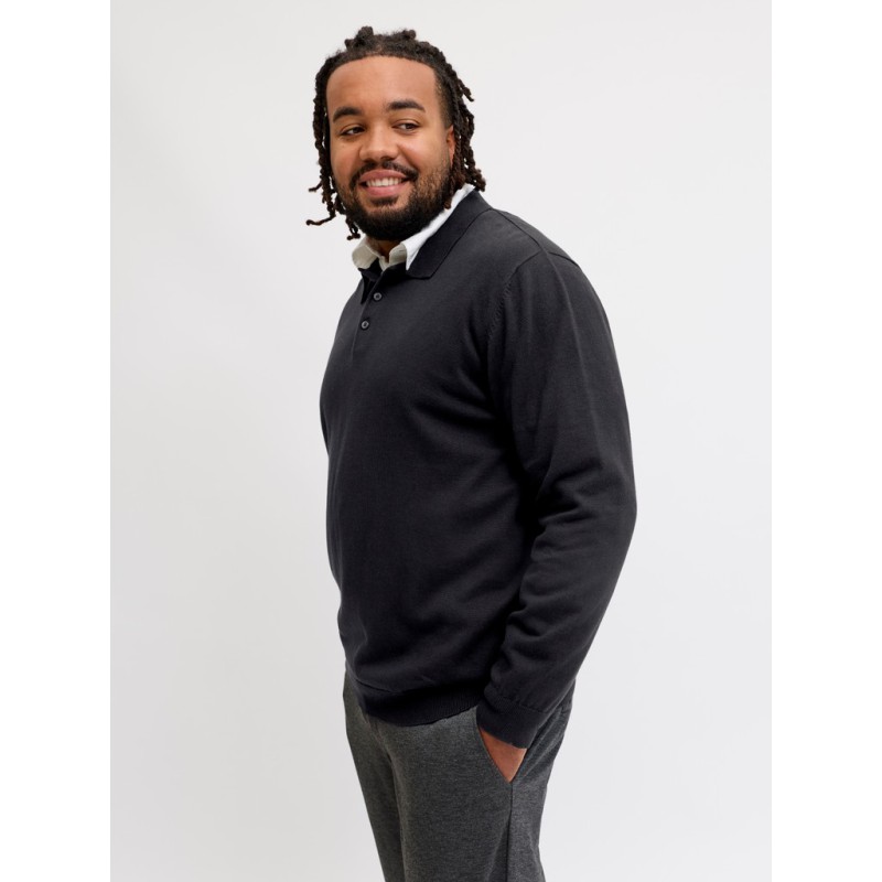 JACK & JONES PLUS basic strikpolo - Black