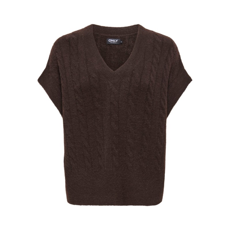 ONLY Melody strik vest - Coffee Bean Melange