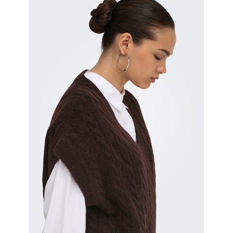 ONLY Melody strik vest - Coffee Bean Melange