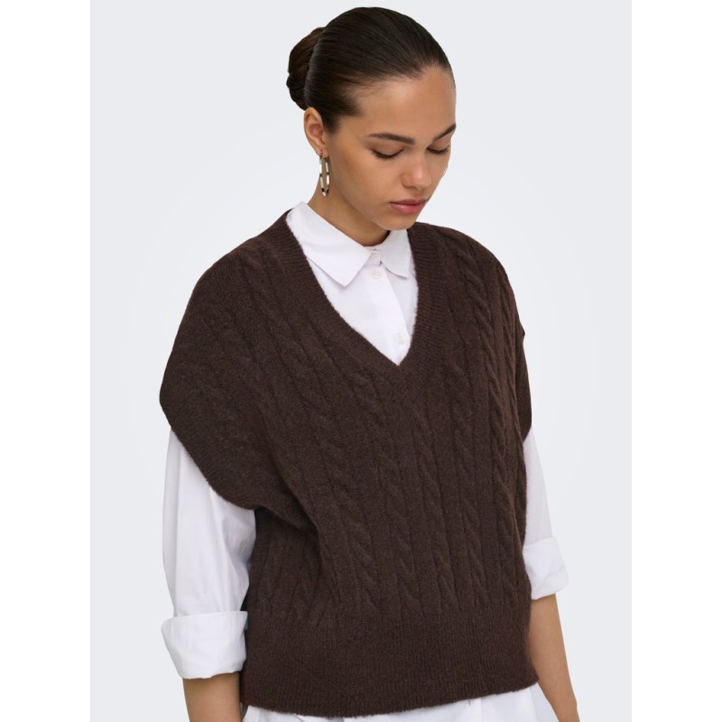 ONLY Melody strik vest - Coffee Bean Melange
