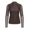ONLY Erica mesh langærmet bluse - Coffee Bean / BLACK HEART