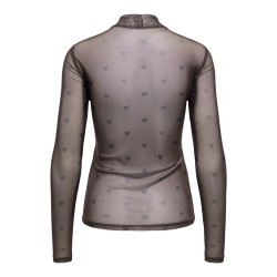 ONLY Erica mesh langærmet bluse - Coffee Bean / BLACK HEART