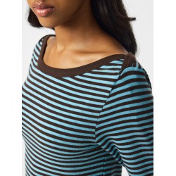 PIECES langærmet boatneck bluse - Blue Radiance / HOT FUDGE