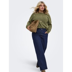 ONLY CARMAKOMA Juicy højtaljet brede jeans - Dark Blue Denim