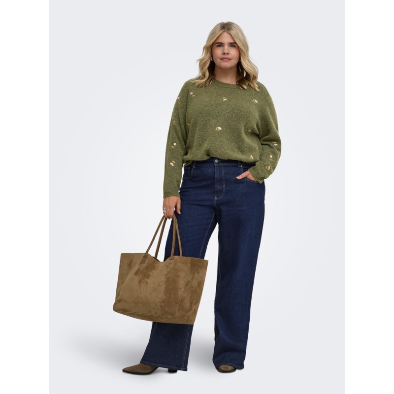 ONLY CARMAKOMA Juicy højtaljet brede jeans - Dark Blue Denim