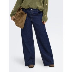 ONLY CARMAKOMA Juicy højtaljet brede jeans - Dark Blue Denim