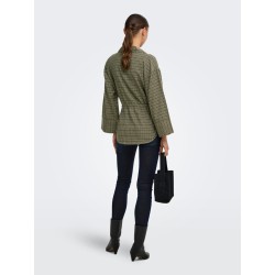 JDY Rikka 7/8 tunnel skjorte - Dark Olive / CLOUD DANCER & BLACK