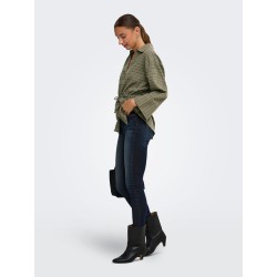 JDY Rikka 7/8 tunnel skjorte - Dark Olive / CLOUD DANCER & BLACK