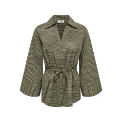 JDY Rikka 7/8 tunnel skjorte - Dark Olive / CLOUD DANCER & BLACK