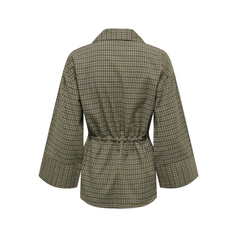 JDY Rikka 7/8 tunnel skjorte - Dark Olive / CLOUD DANCER & BLACK