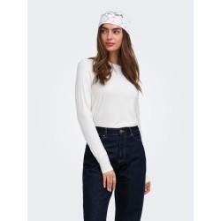 ONLY Bamboo langærmet bluse - Cloud Dancer