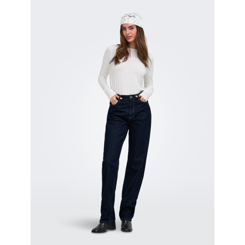 ONLY Bamboo langærmet bluse - Cloud Dancer