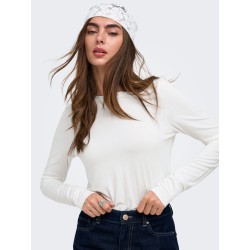 ONLY Bamboo langærmet bluse - Cloud Dancer