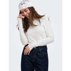 ONLY Bamboo langærmet bluse - Cloud Dancer