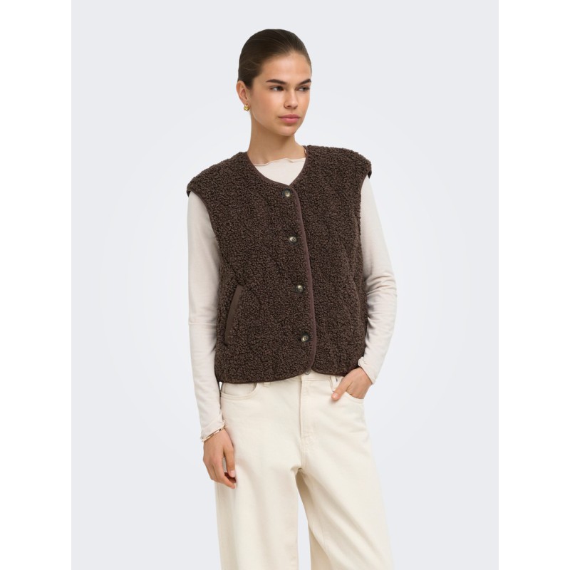 ONLY Lines teddy vest - Chocolate Martini