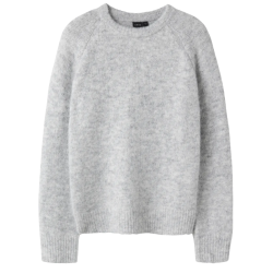 NAME IT KIDS pige - Bullo langærmet kort strik - Light Grey Melange