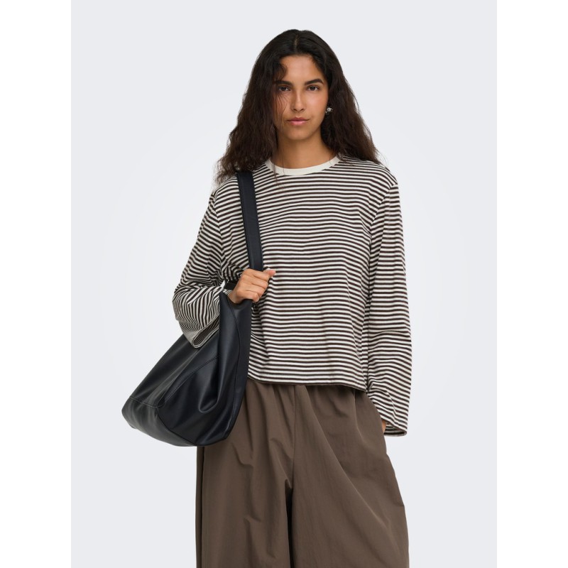 ONLY Freja langærmet bluse - Coffee Bean / CLOUD DANCER