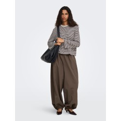 ONLY Freja langærmet bluse - Coffee Bean / CLOUD DANCER