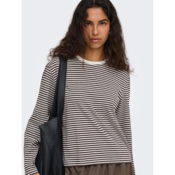 ONLY Freja langærmet bluse - Coffee Bean / CLOUD DANCER
