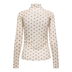 ONLY Erica mesh langærmet bluse - Seedpearl / BLACK DOT