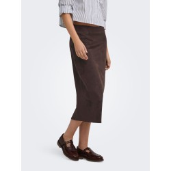 ONLY Diane faux midi ruskinds nederdel - Coffee Bean
