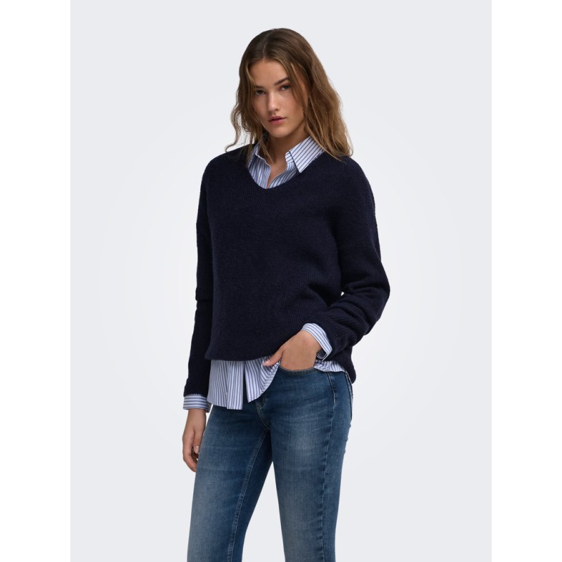 ONLY Camilla langærmet strik pullover - Night Sky