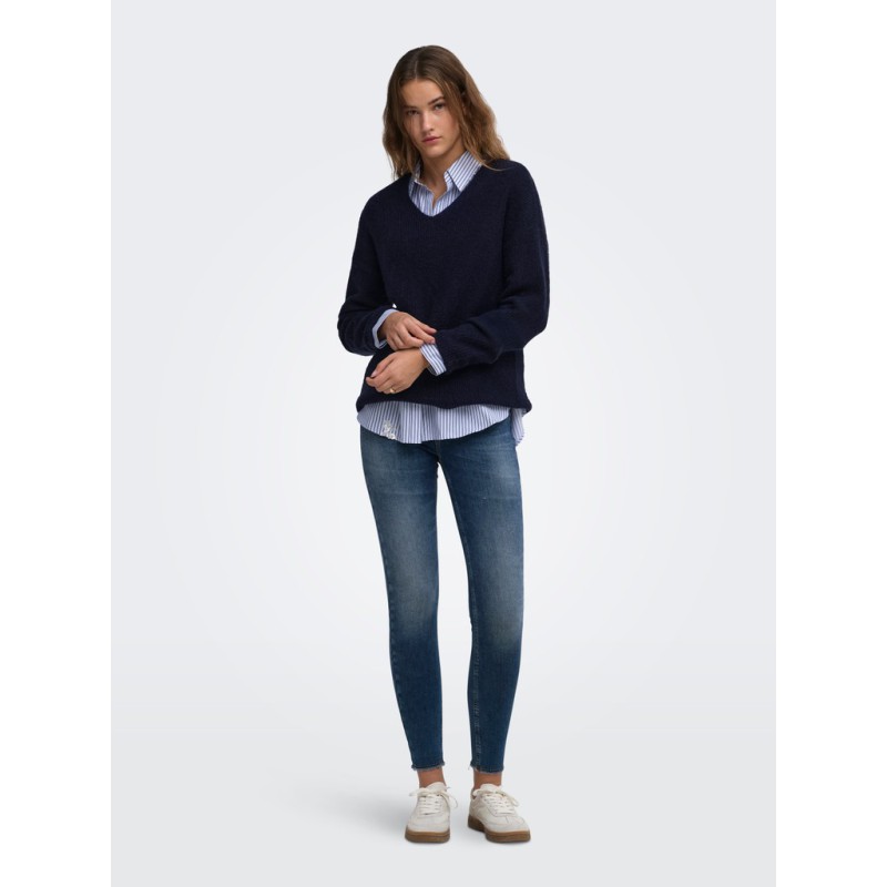 ONLY Camilla langærmet strik pullover - Night Sky