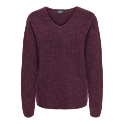 ONLY Camilla langærmet strik pullover - Mauve Wine / MELANGE