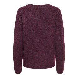 ONLY Camilla langærmet strik pullover - Mauve Wine / MELANGE