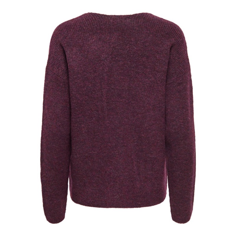 ONLY Camilla langærmet strik pullover - Mauve Wine / MELANGE