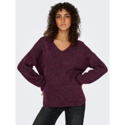 ONLY Camilla langærmet strik pullover - Mauve Wine / MELANGE