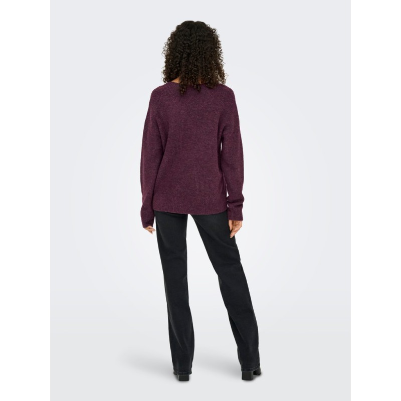 ONLY Camilla langærmet strik pullover - Mauve Wine / MELANGE