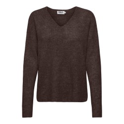 ONLY Camilla langærmet strik pullover - Coffee Bean / MELANGE