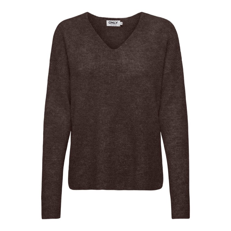 ONLY Camilla langærmet strik pullover - Coffee Bean / MELANGE
