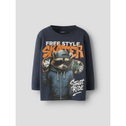 NAME IT MINI Nicky langærmet bluse - Ombre Blue