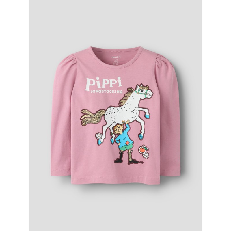 NAME IT MINI Anna langærmet Pippi bluse - Lilas