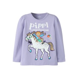 NAME IT MINI Anna langærmet Pippi bluse - Heirloom Lilac