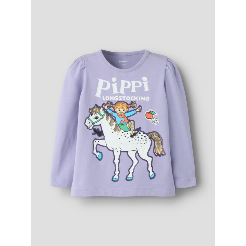 NAME IT MINI Anna langærmet Pippi bluse - Heirloom Lilac