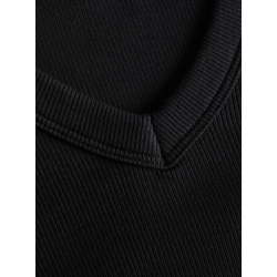 JJXX Fifi 3/4 ærme rib V-hals bluse - Sort