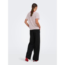 JDY Pisa stribet langærmet top - Cloud Dancer /RACING RED antal