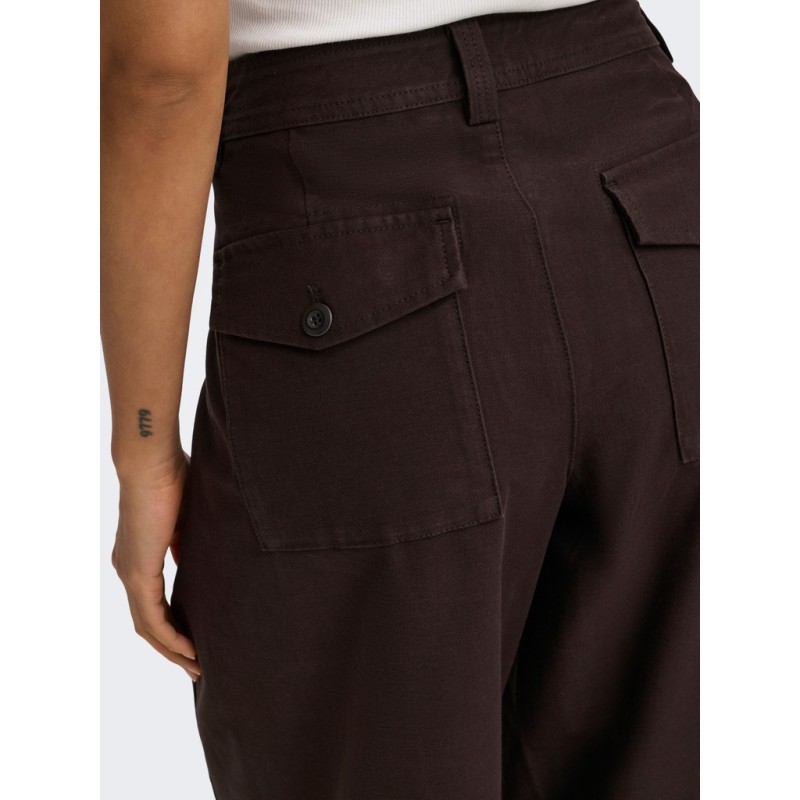 ONLY Clair mellemtalje barrel fit bukser - Black Coffee