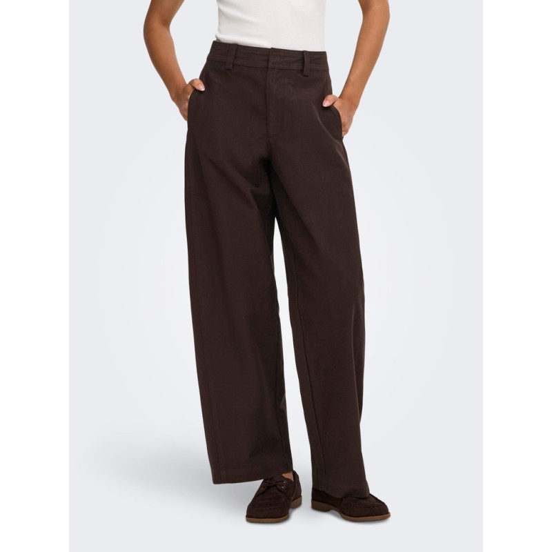ONLY Clair mellemtalje barrel fit bukser - Black Coffee