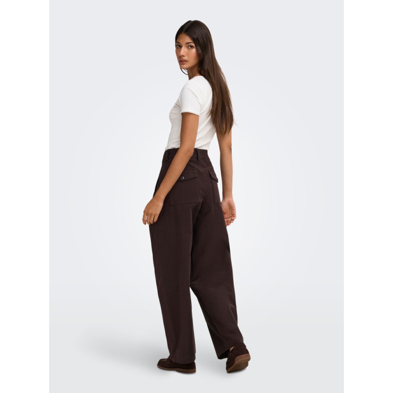 ONLY Clair mellemtalje barrel fit bukser - Black Coffee