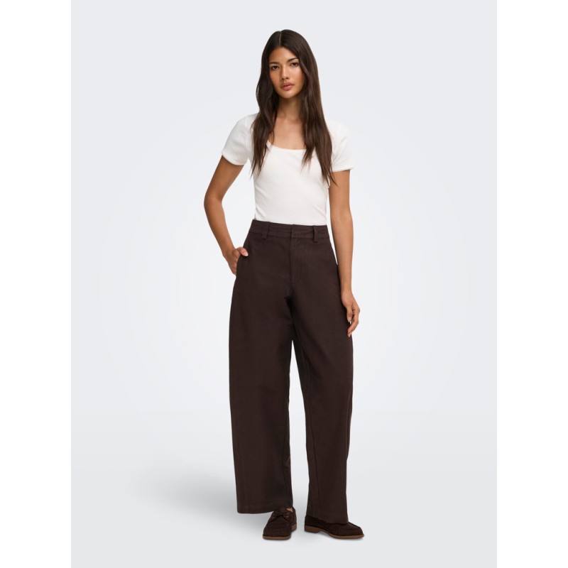 ONLY Clair mellemtalje barrel fit bukser - Black Coffee