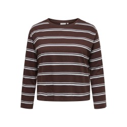 ONLY CARMAKOMA Freja brede langærmet T-shirt - Coffee Bean/ Ballad Blue